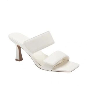 Open edit white  Double-Strap Square Toe Mid-Heel Mule